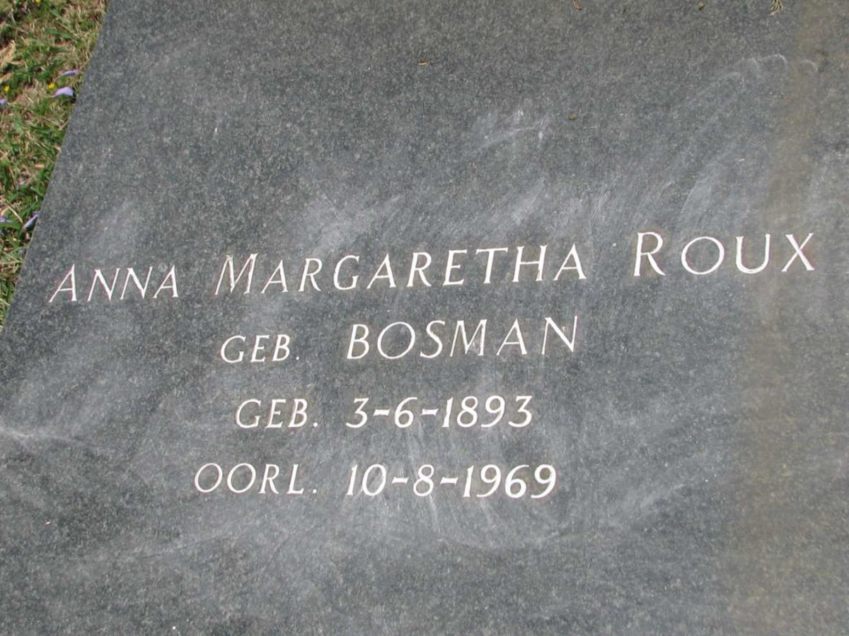 ZEILER Conrad Anton 1889-1988 &amp; Anna Margaretha Roux BOSMAN 1893-1969