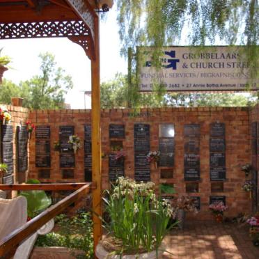 Gauteng, PRETORIA, Riviera, Grobbelaarsbegrafnisdienste, Wall of Remembrance