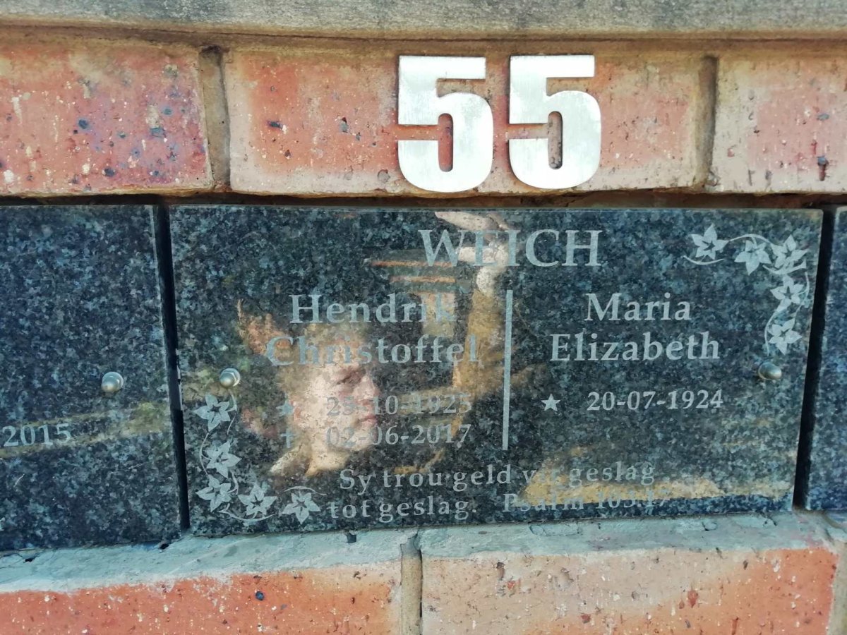 WEICH Hendrik Christoffel 1925-2017 &amp; Maria Elizabeth 1924-