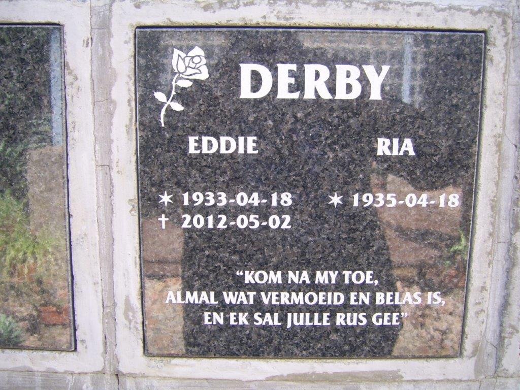 DERBY Eddie 1933-2012 &amp; Ria 1935-