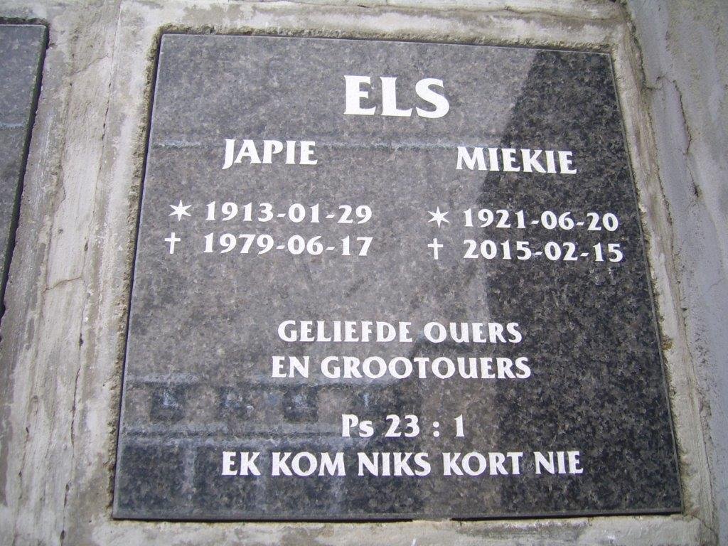 ELS Japie 1913-1979 &amp; Miekie 1921-2015