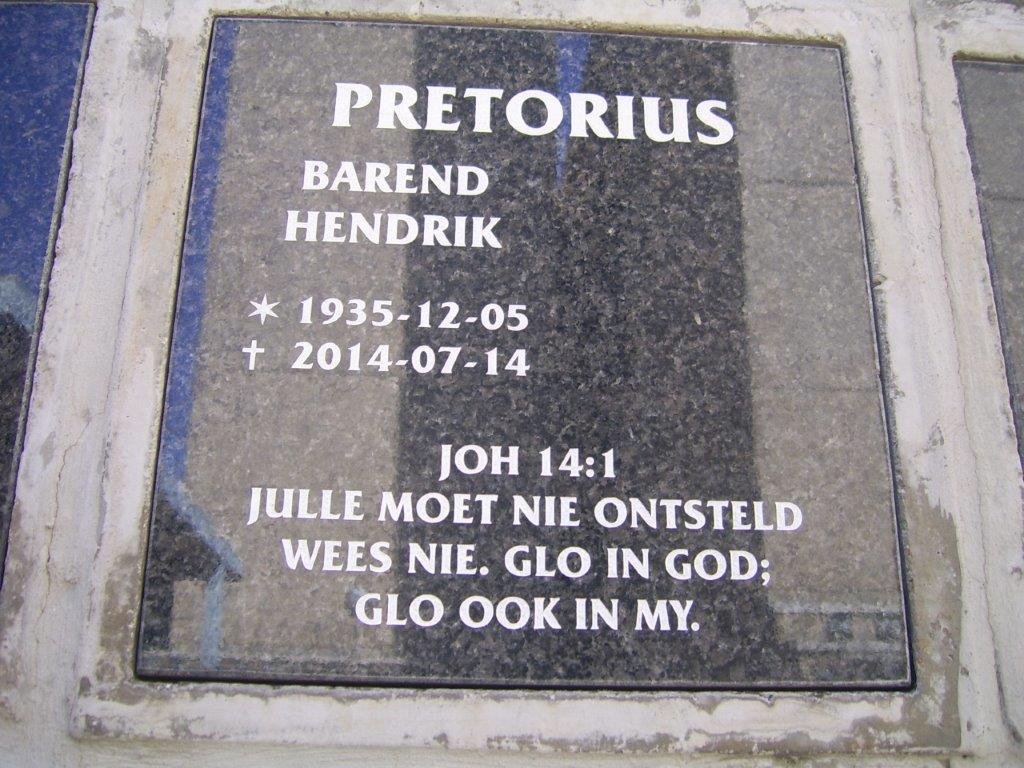 PRETORIUS Barend Hendrik 1935-2014