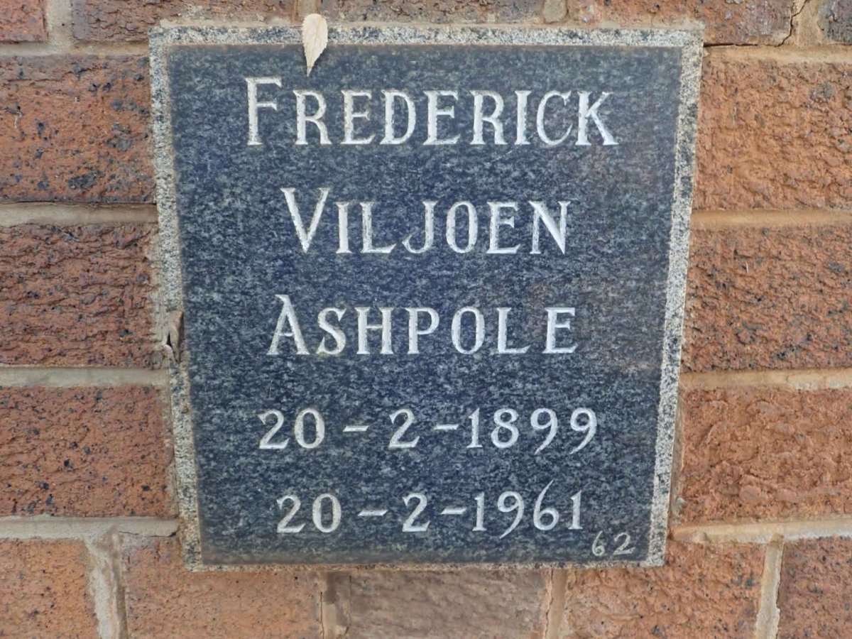 ASHPOLE Frederick Viljoen 1899-1961