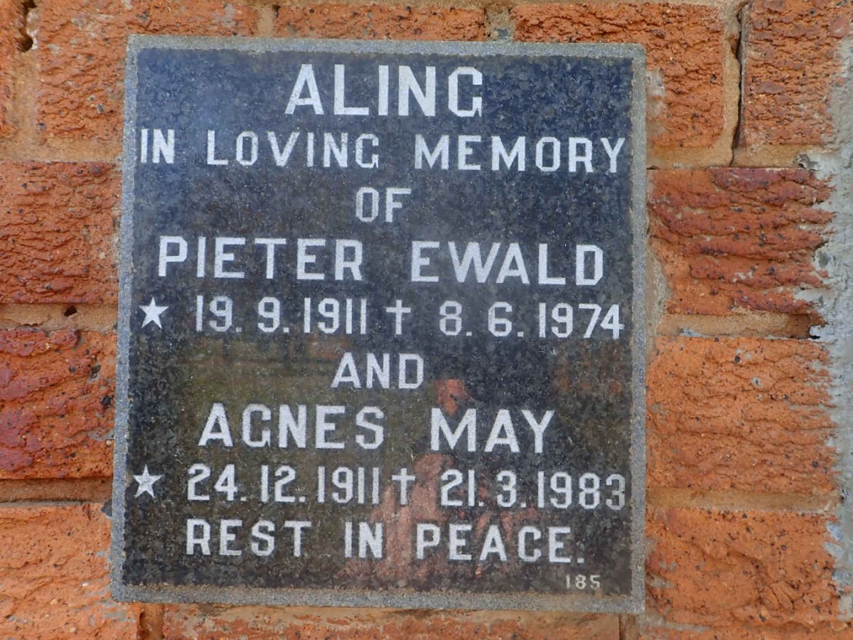 ALING Pieter Ewald 1911-1974 &amp; Agnes May 1911-1983