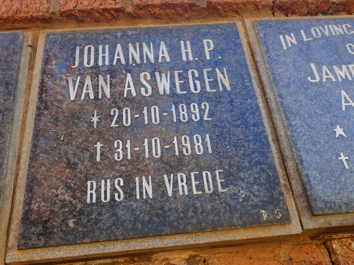 ASWEGEN Johanna H.P., van 1892-1981