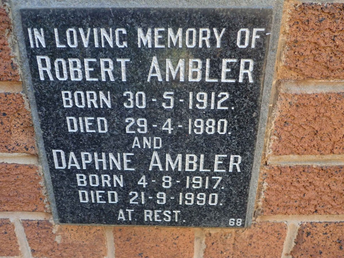 AMBLER Robert 1912-1980 &amp; Daphne 1917-1990