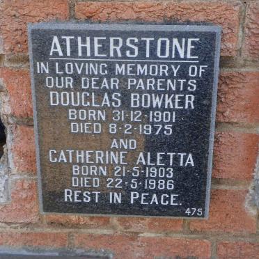 ATHERSTONE Douglas Bowker 1901-1975 &amp; Catherine Aletta 1903-1986