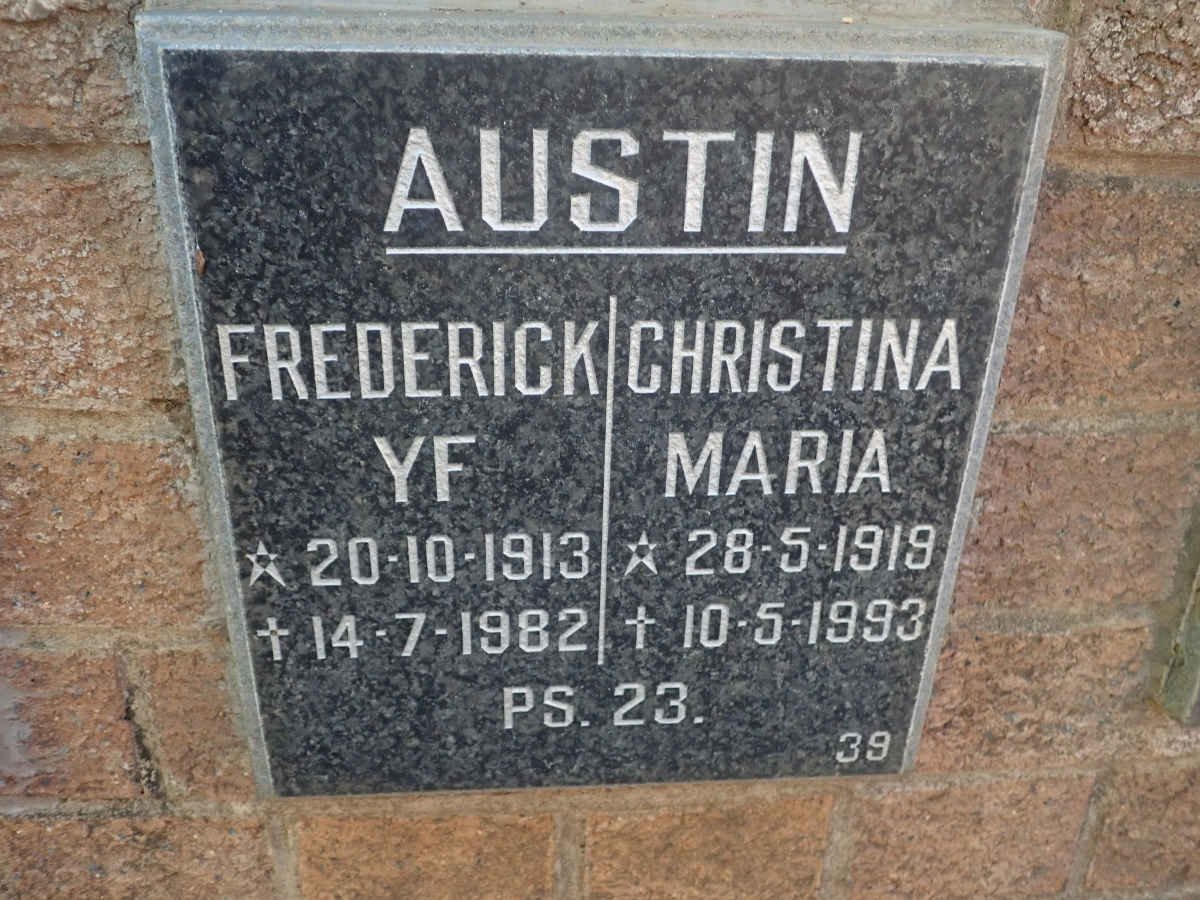 AUSTIN Frederick YF 1913-1982 &amp; Christina Maria 1919-1993