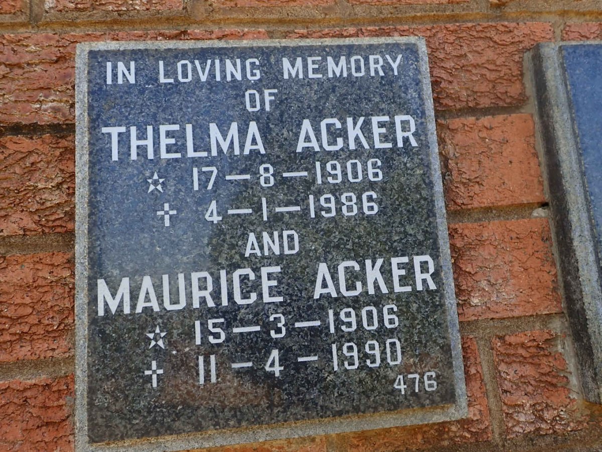 ACKER Maurice 1906-1990 &amp; Thelma 1906-1986