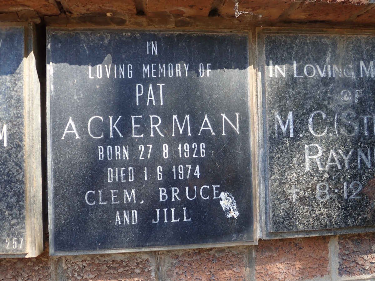 ACKERMAN Pat 1926-1974