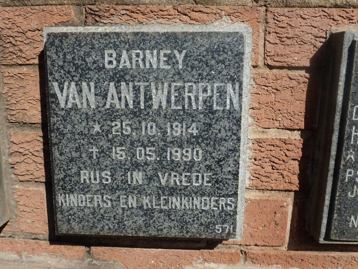 ANTWERPEN Barney, van 1914-1990