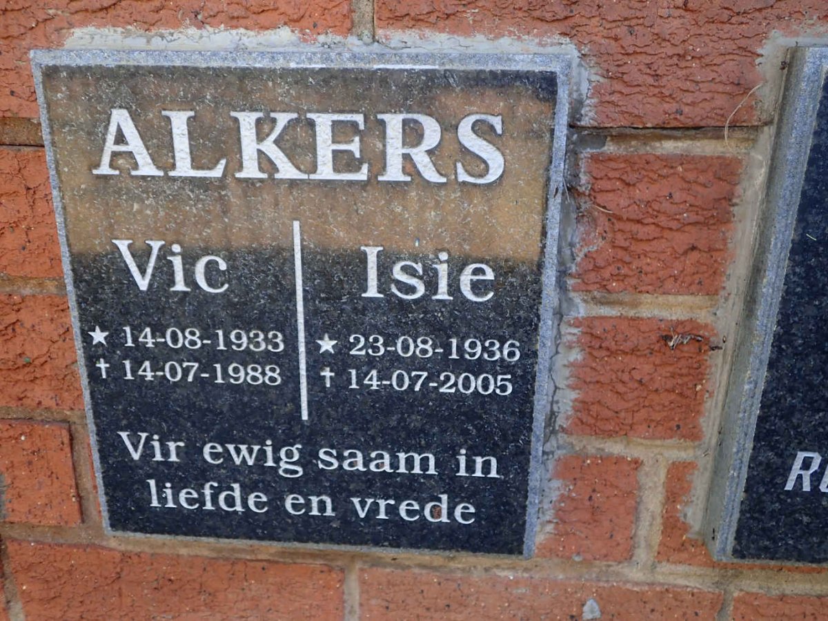 ALKERS Vic 1933-1988 &amp; Isie 1936-2005
