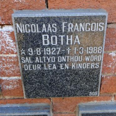 BOTHA Nicolaas Francois 1927-1988
