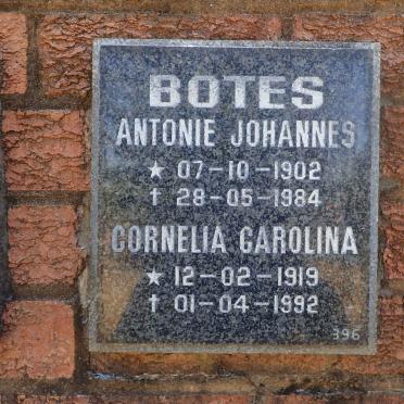 BOTES Antonie Johannes 1902-1984 &amp; Cornelia Carolina 1919-1992