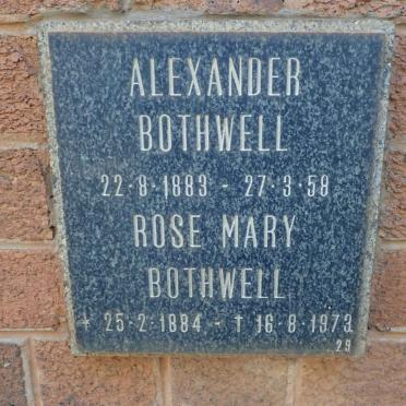 BOTHWELL Alexander 1883-1958 &amp; Rose Mary 1884-1973