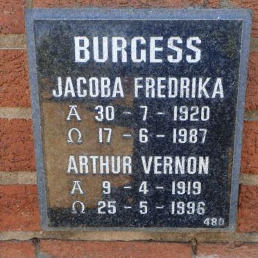 BURGESS Arthur Vernon 1919-1996 &amp; Jacoba Fredrika 1920-1987