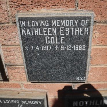 COLE Kathleen Esther 1917-1992