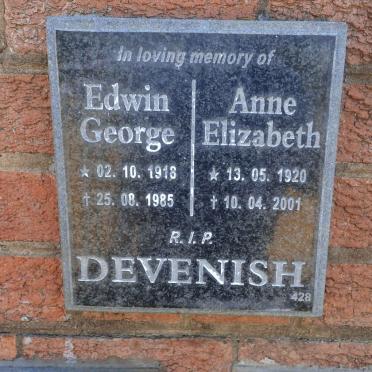 DEVENISH Edwin George 1918-1985 &amp; Anne Elizabeth 1920-2001