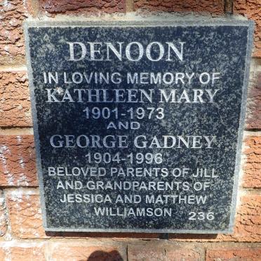 DENOON George Gadney 1904-1996 &amp; Kathleen Mary 1901-1973