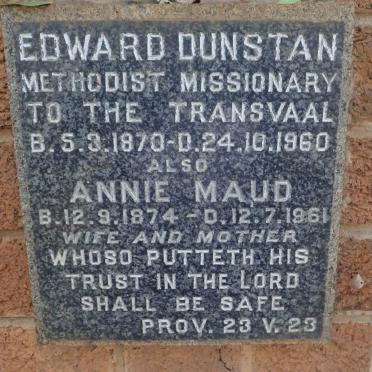 DUNSTAN Edward 1870-1960 &amp; Annie Maud 1874-1961