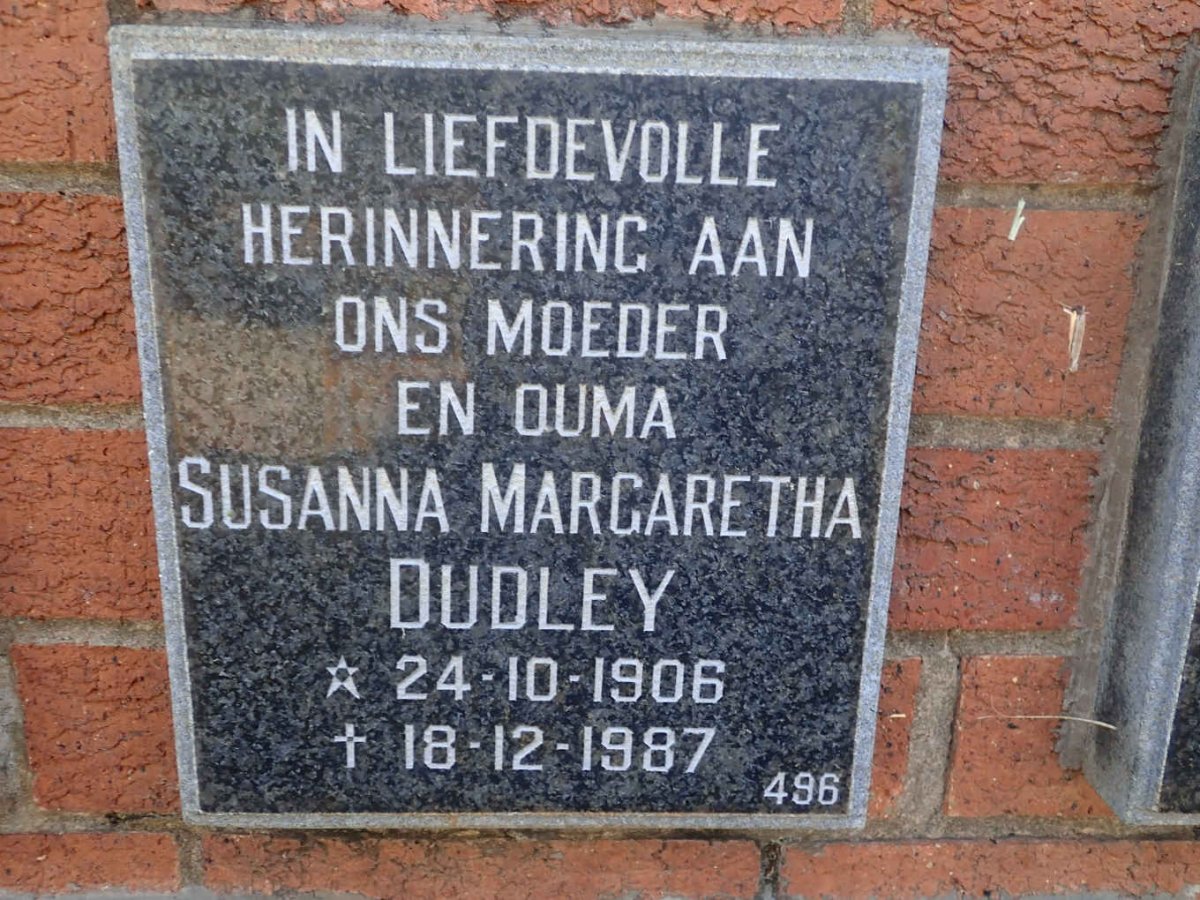 DUDLEY Susanna Margaretha 1906-1987