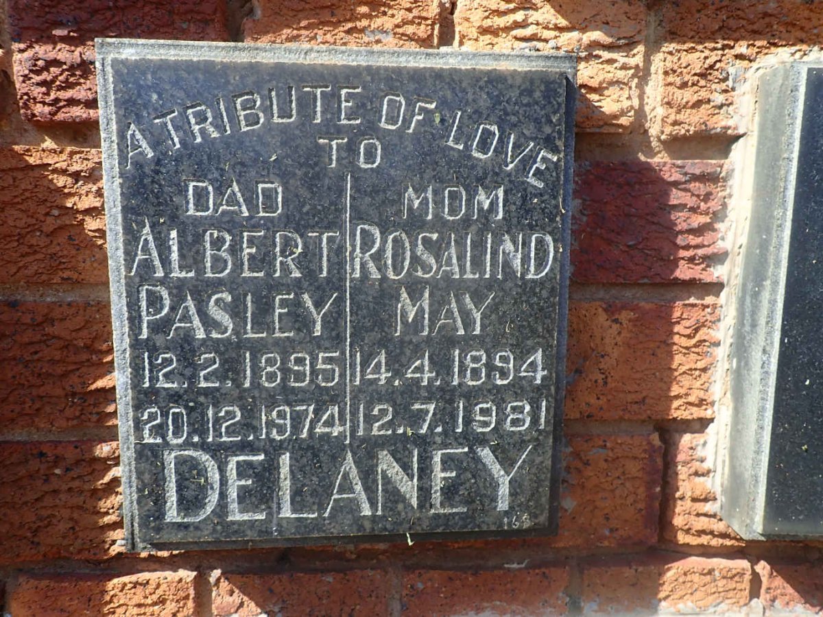 DELANEY Albert Pasley 1895-1974 &amp; Rosalind May 1894-1981