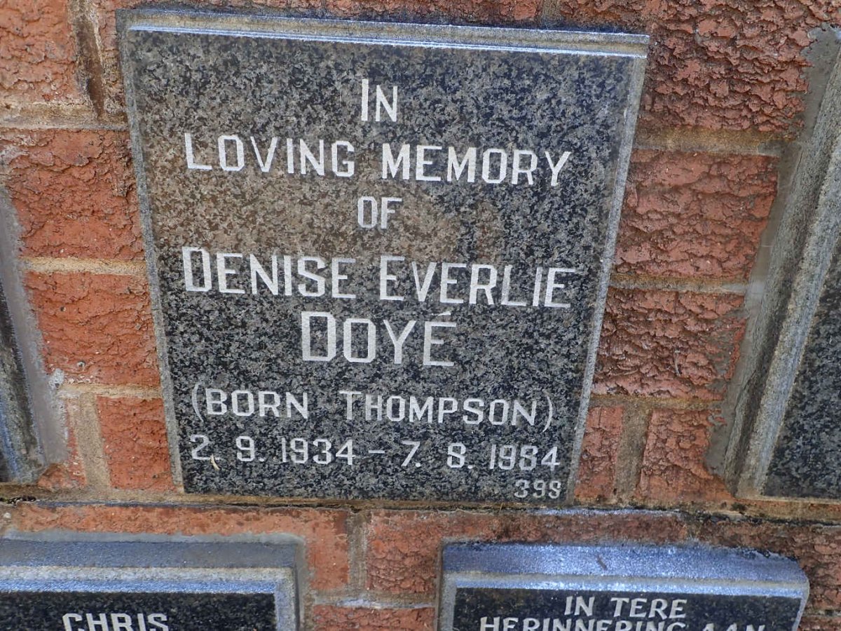 DOYE Denise Everlie nee THOMPSON 1934-1984