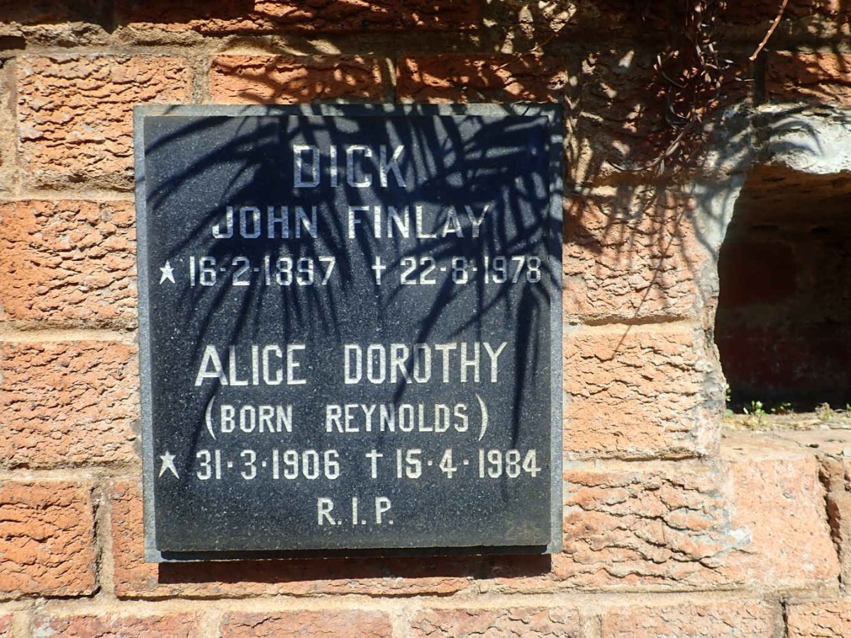 DICK John Finlay 1897-1978 &amp; Alice Dorothy REYNOLDS 1906-1984