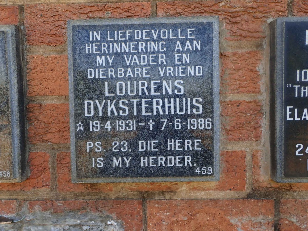 DYKSTERHUIS Lourens 1931-1986