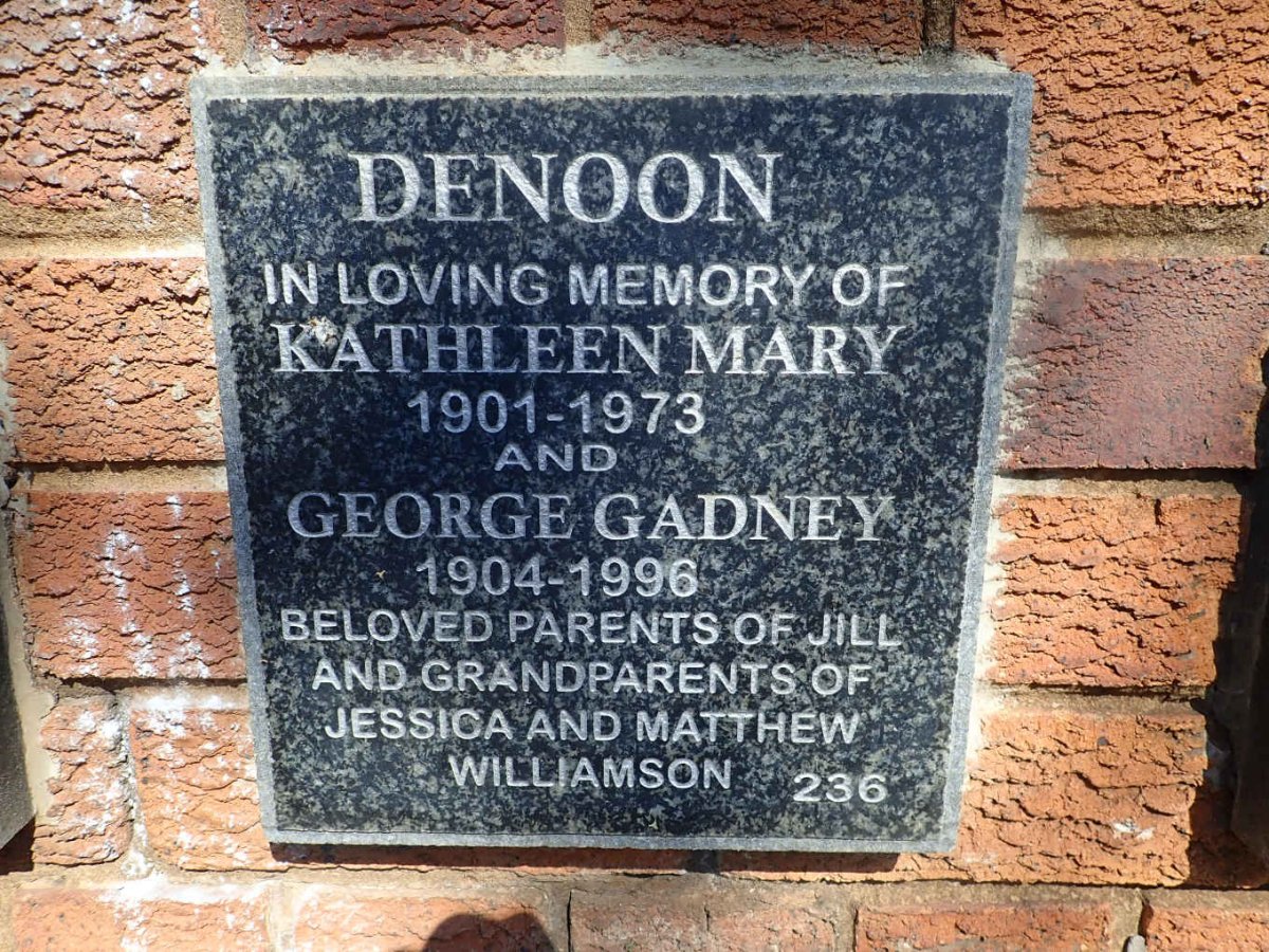 DENOON George Gadney 1904-1996 &amp; Kathleen Mary 1901-1973