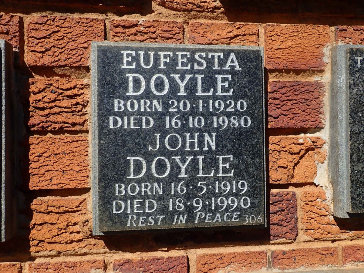 DOYLE John 1919-1990 &amp; Eufesta 1920-1980