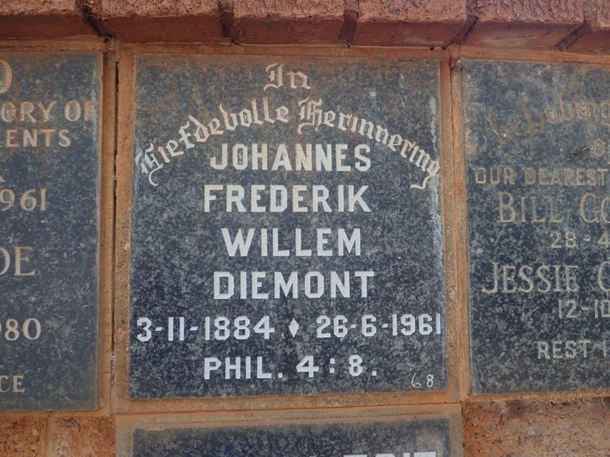 DIEMONT Johannes Frederik Willem 1884-1961