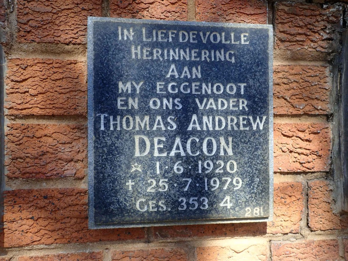 DEACON Thomas Andrew 1920-1979