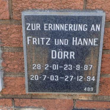 DORR Fritz 1901-1987 &amp; Hanne 1903-1994