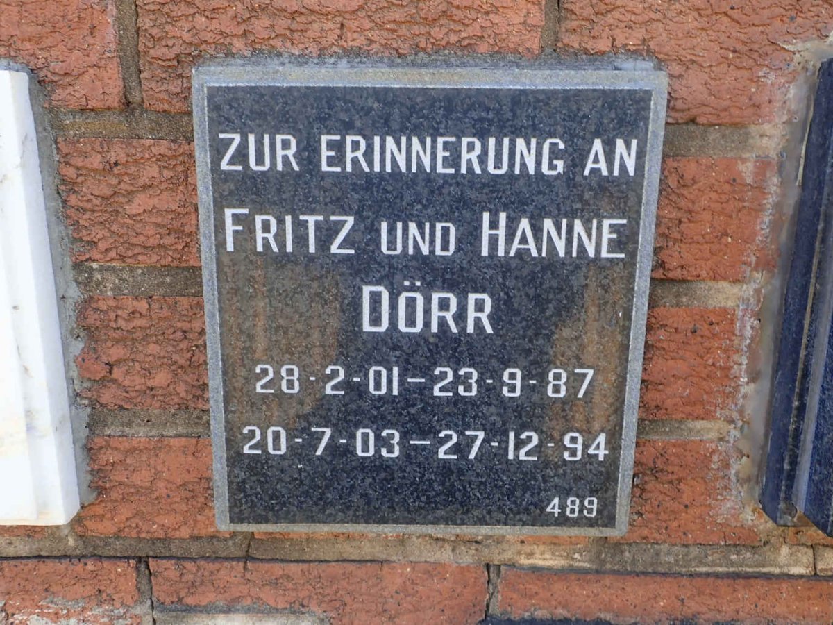 DORR Fritz 1901-1987 &amp; Hanne 1903-1994