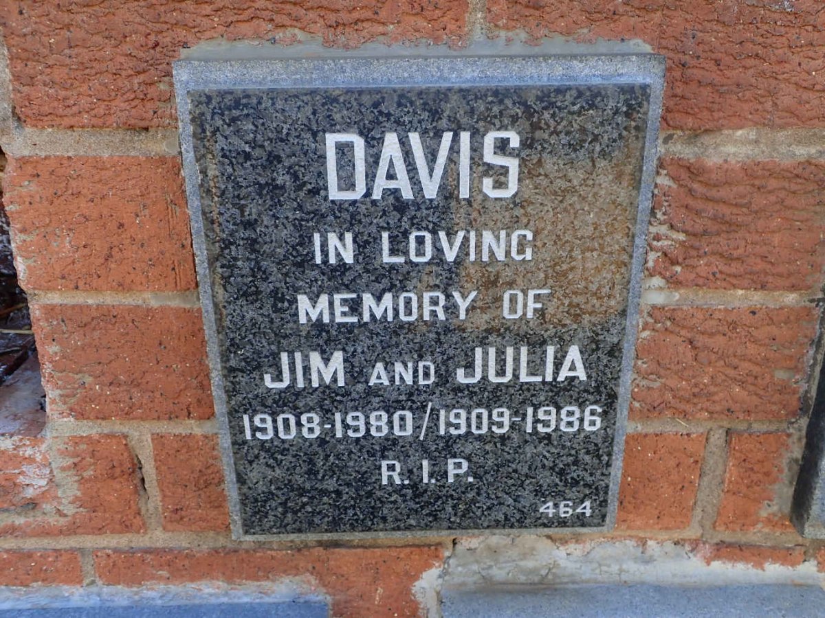 DAVIS Jim 1908-1980 &amp; Julia 1909-1986