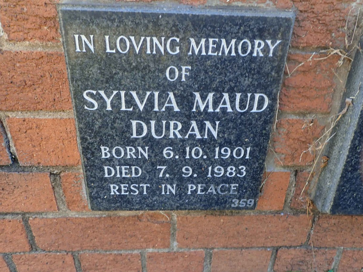 DURAN Sylvia Maud 1901-1983