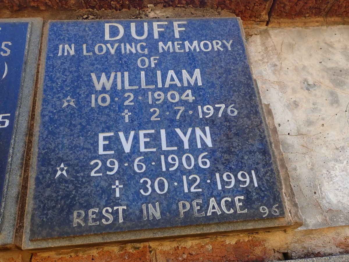 DUFF William 1904-1976 &amp; Evelyn 1906-1991