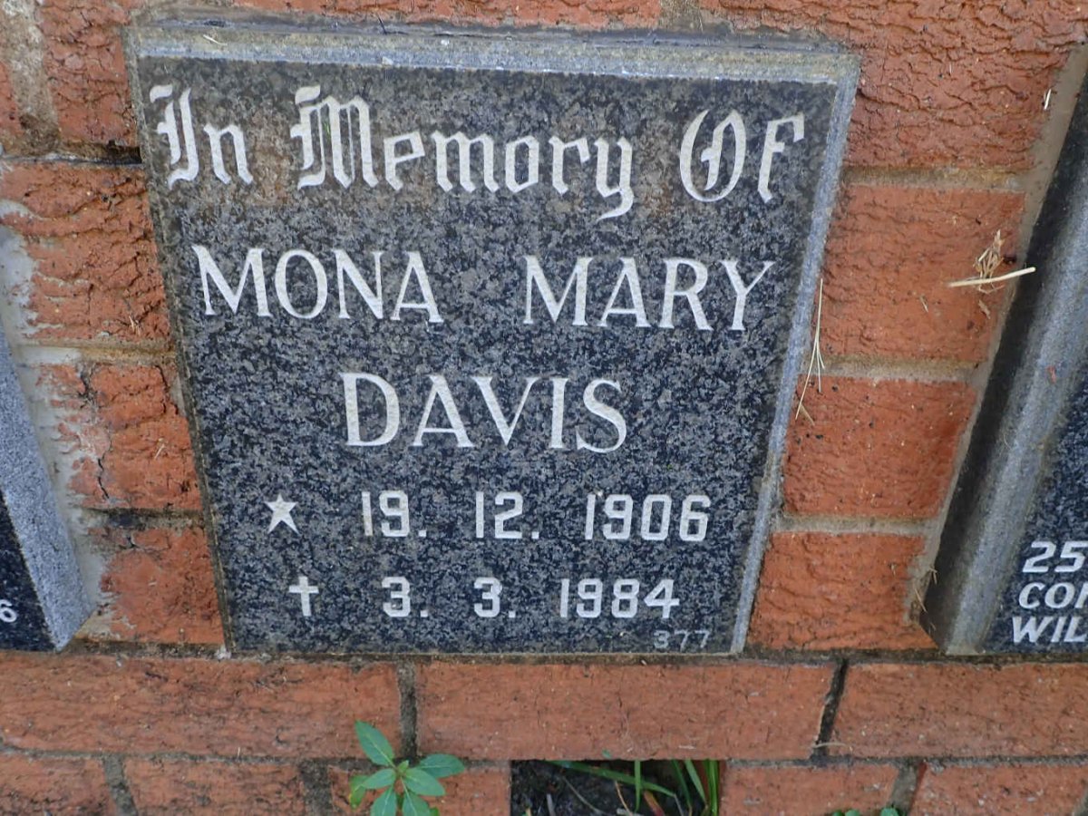 DAVIS Mona Mary 1906-1984