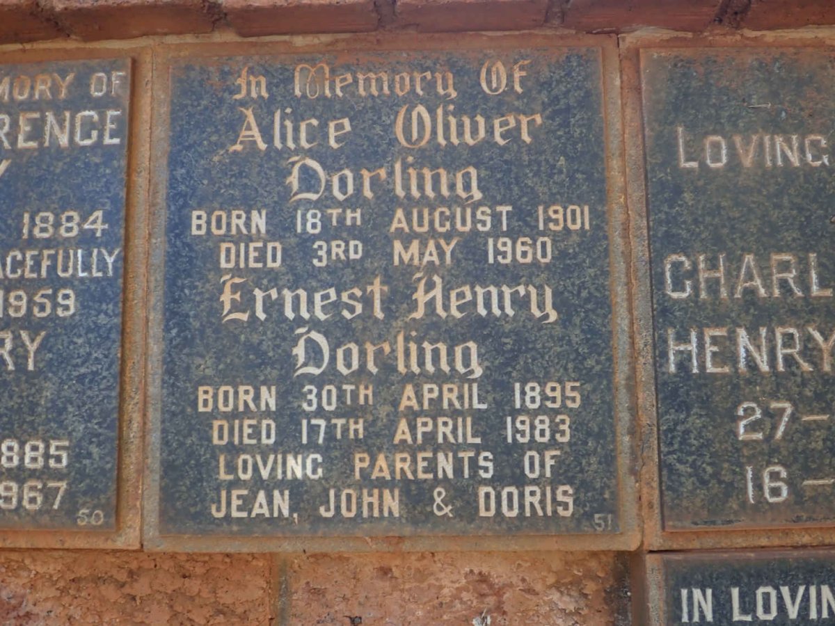 DORLING Ernest Henry 1895-1983 &amp; Alice Oliver 1901-1960