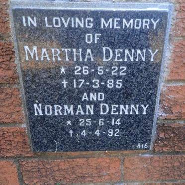 DENNY Norman 1914-1992 &amp; Martha 1922-1985