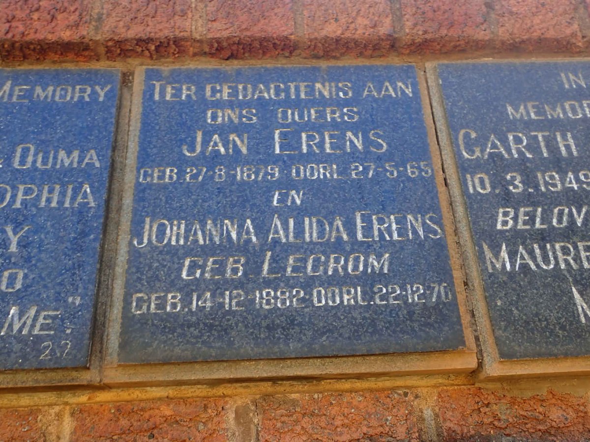 ERENS Jan 1879-1965 &amp; Johanna Alida LEGROM 1882-1970