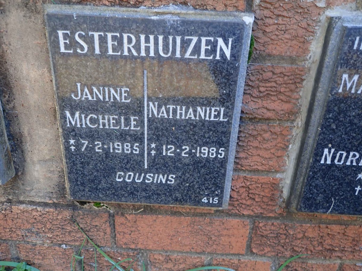 ESTERHUIZEN Janine Michele 1985 :: ESTERHUIZEN Nathaniel 1985