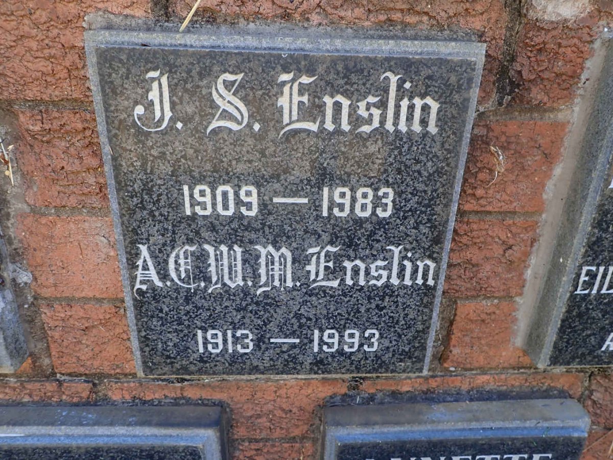 ENSLIN J.S. 1909-1983 &amp; A.C.W.M. 1913-1993