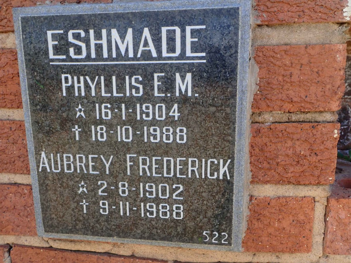 ESHMADE Aubrey Frederick 1902-1988 &amp; Phyllis E.M. 1904-1988