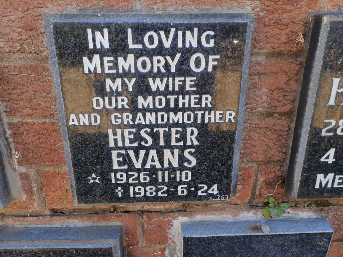 EVANS Hester 1926-1982