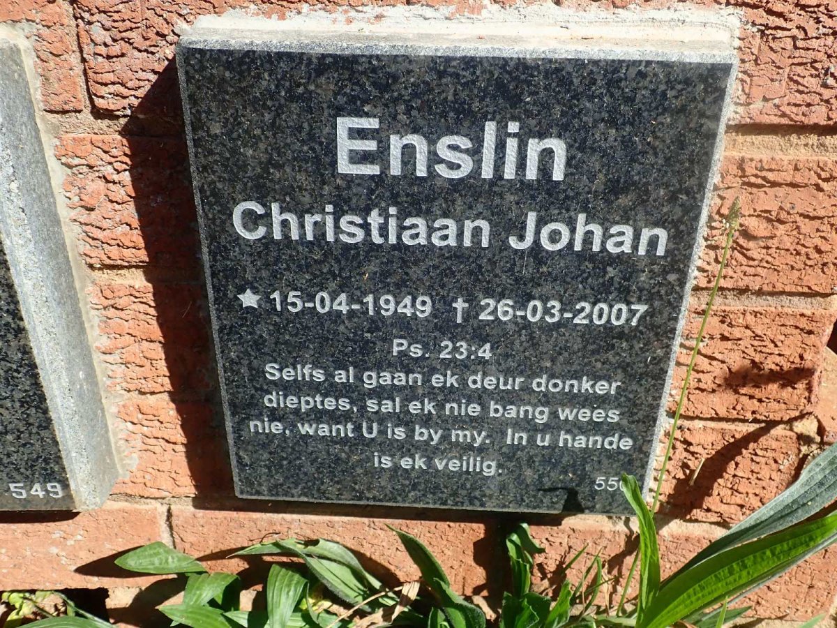 ENSLIN Christiaan Johan 1949-2007