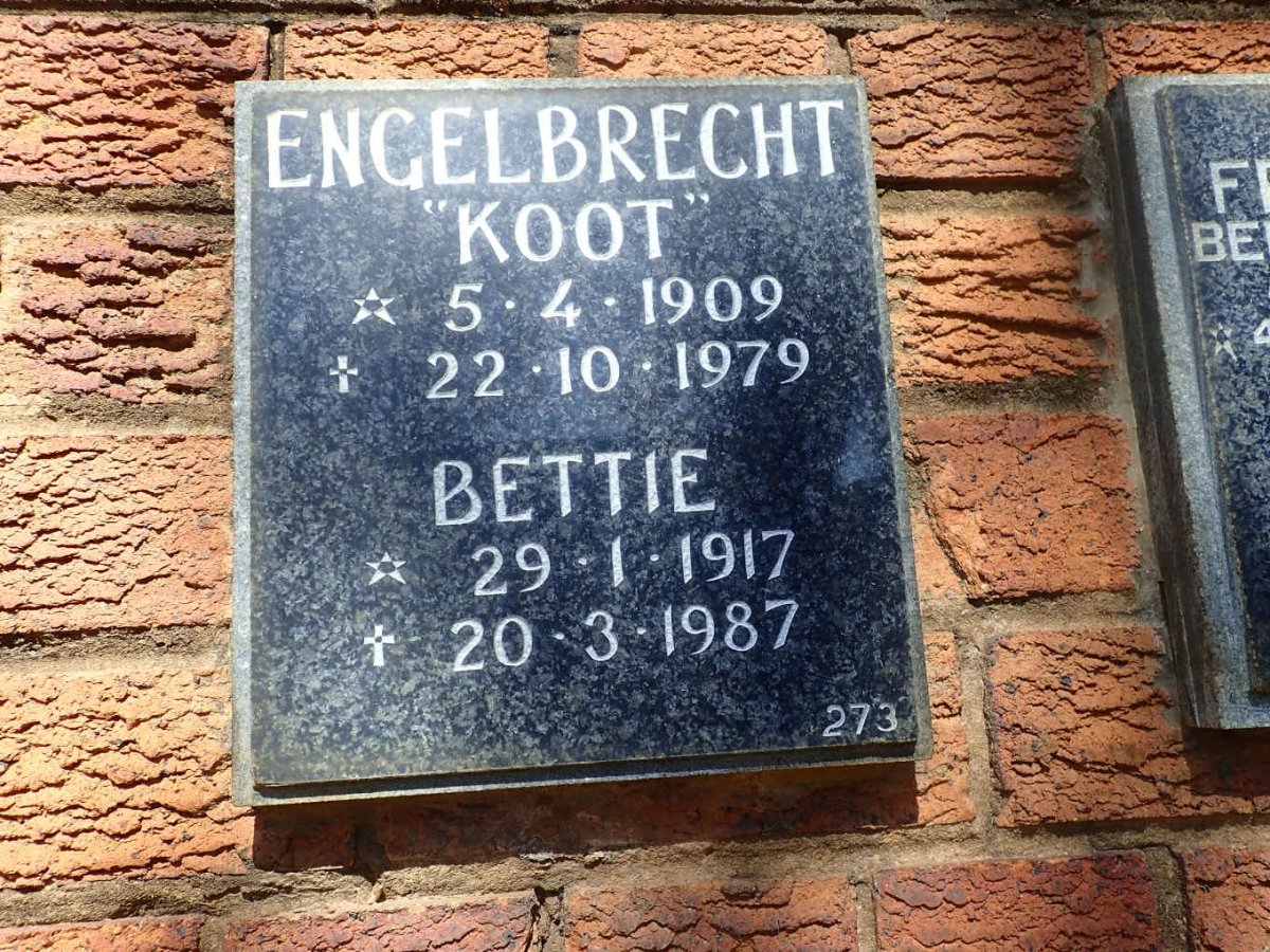 ENGELBRECHT Koot 1909-1979 &amp; Hettie 1917-1987