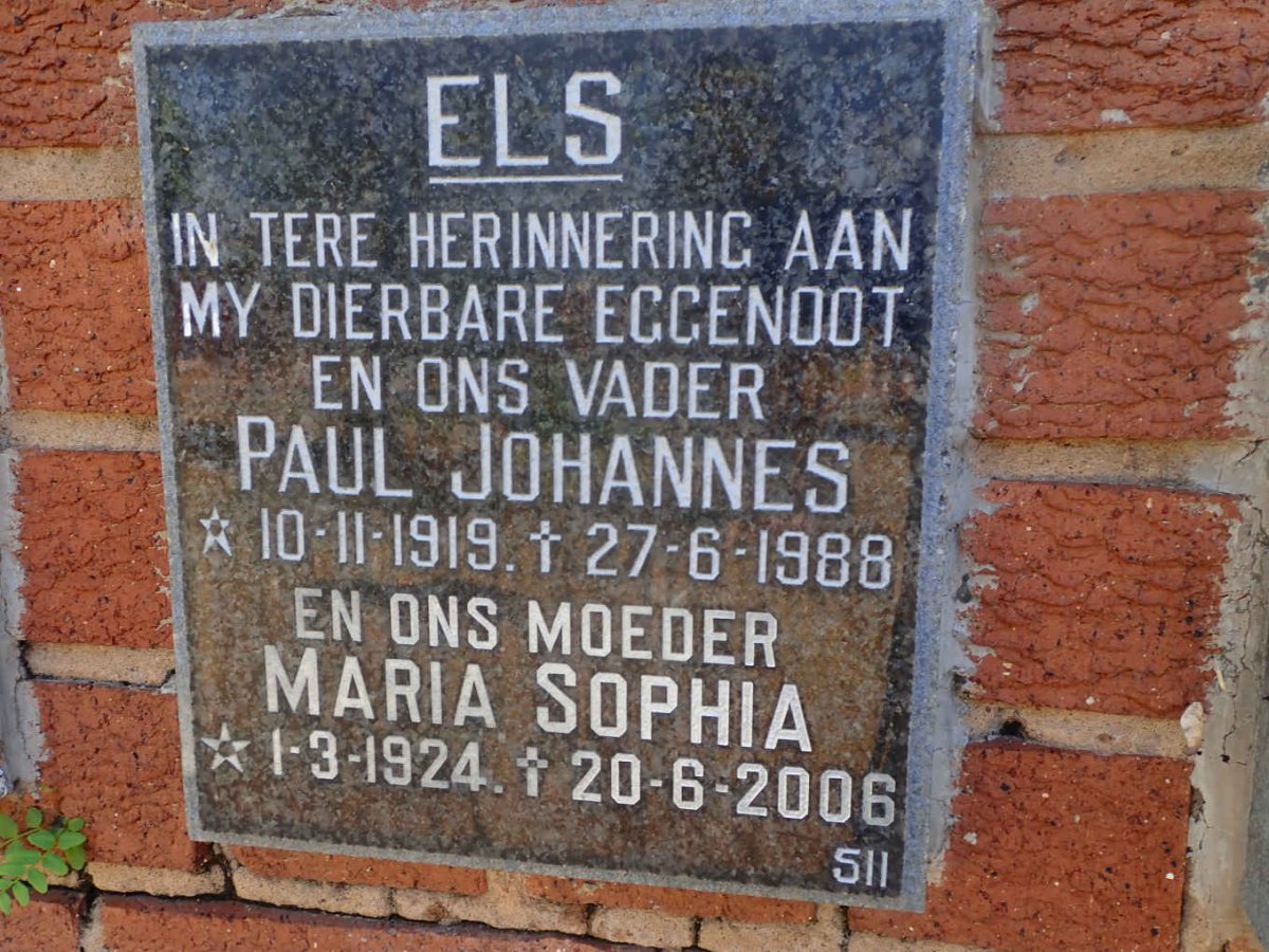 ELS Paul Johannes 1919-1988 &amp; Maria Sophia 1924-2006
