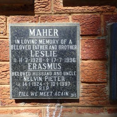 ERASMUS Nelvin Pieter 1924-1997 :: MAHER Leslie 1928-1996
